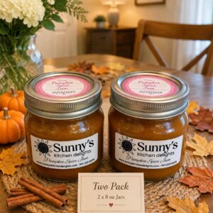 Sunny's Kitchen Delights Pumpkin Spice Jam 2 Pack – Two 8 oz Jars Homemade