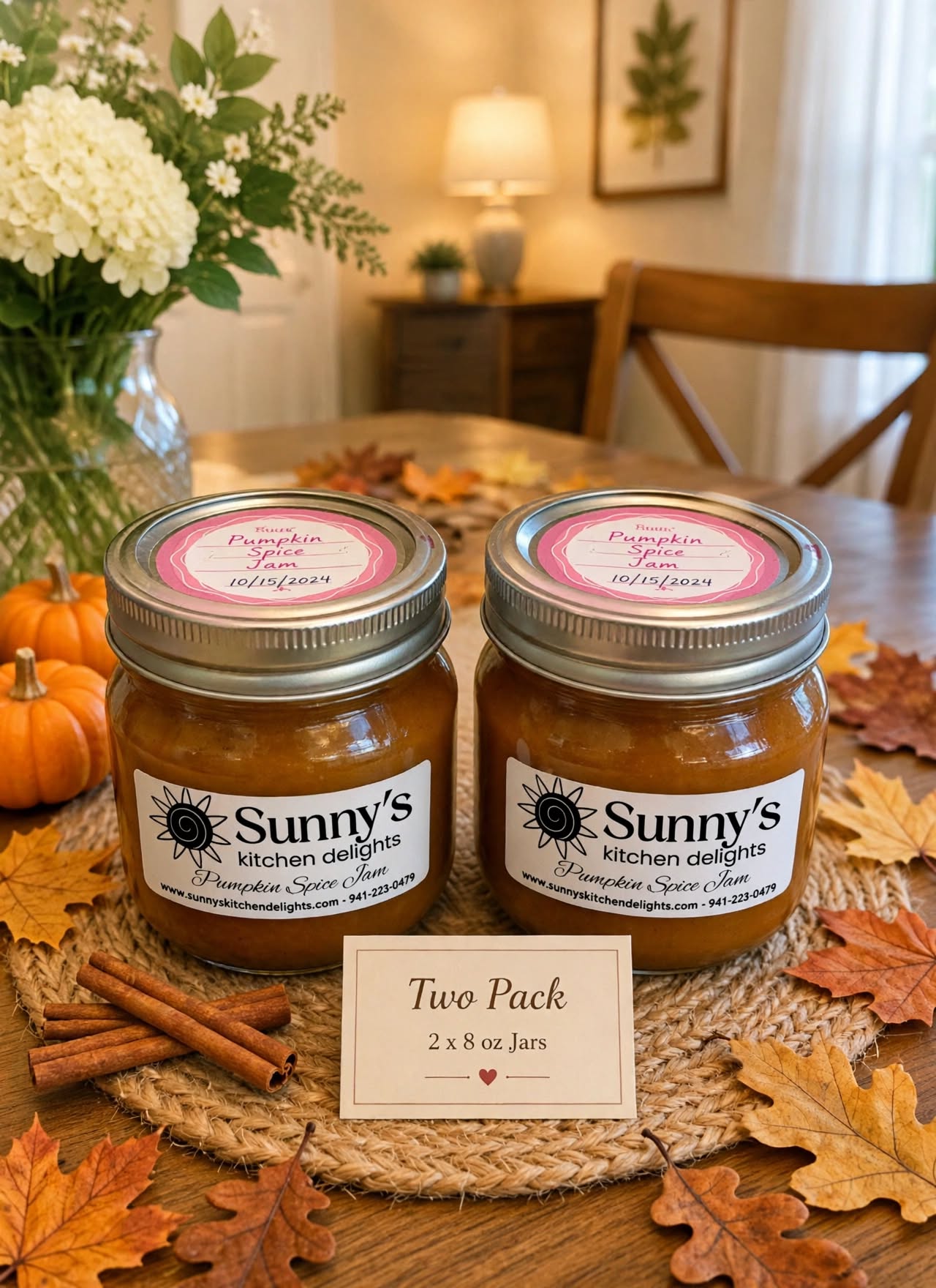Sunny's Kitchen Delights Pumpkin Spice Jam 2 Pack – Two 8 oz Jars Homemade